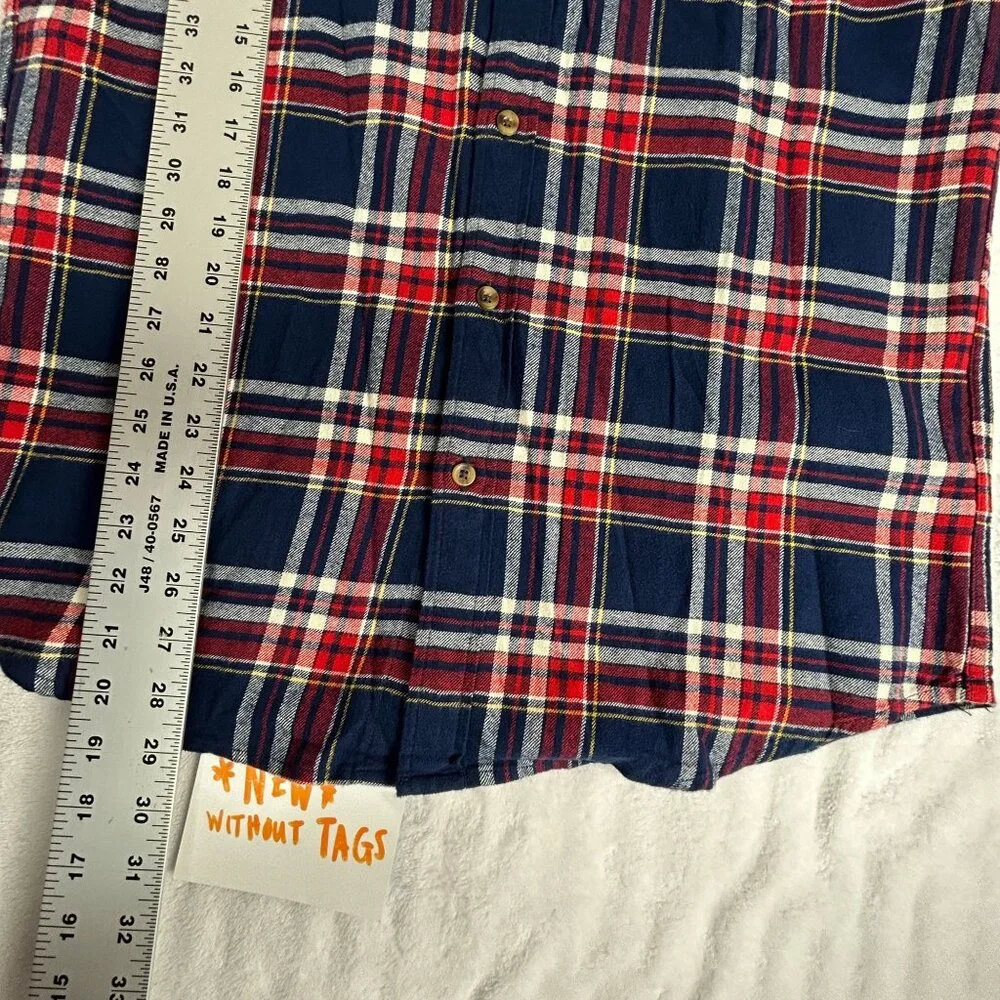 J.Crew Mens Slim Fit Flannel Shirt Medium Red Plaid Long Sleeve Button Up NWOT